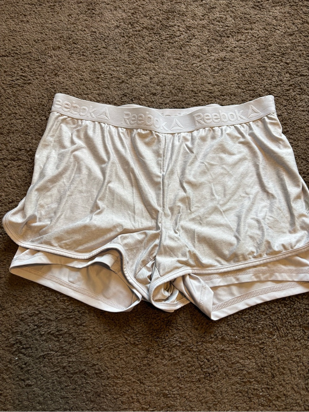 Reebok light gray Women's Athletic Shorts with Logo Waistband size large